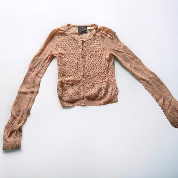 Anthropologie Guinevere Peach Pink Wool Blend Cardigan - Picture 2 of 6